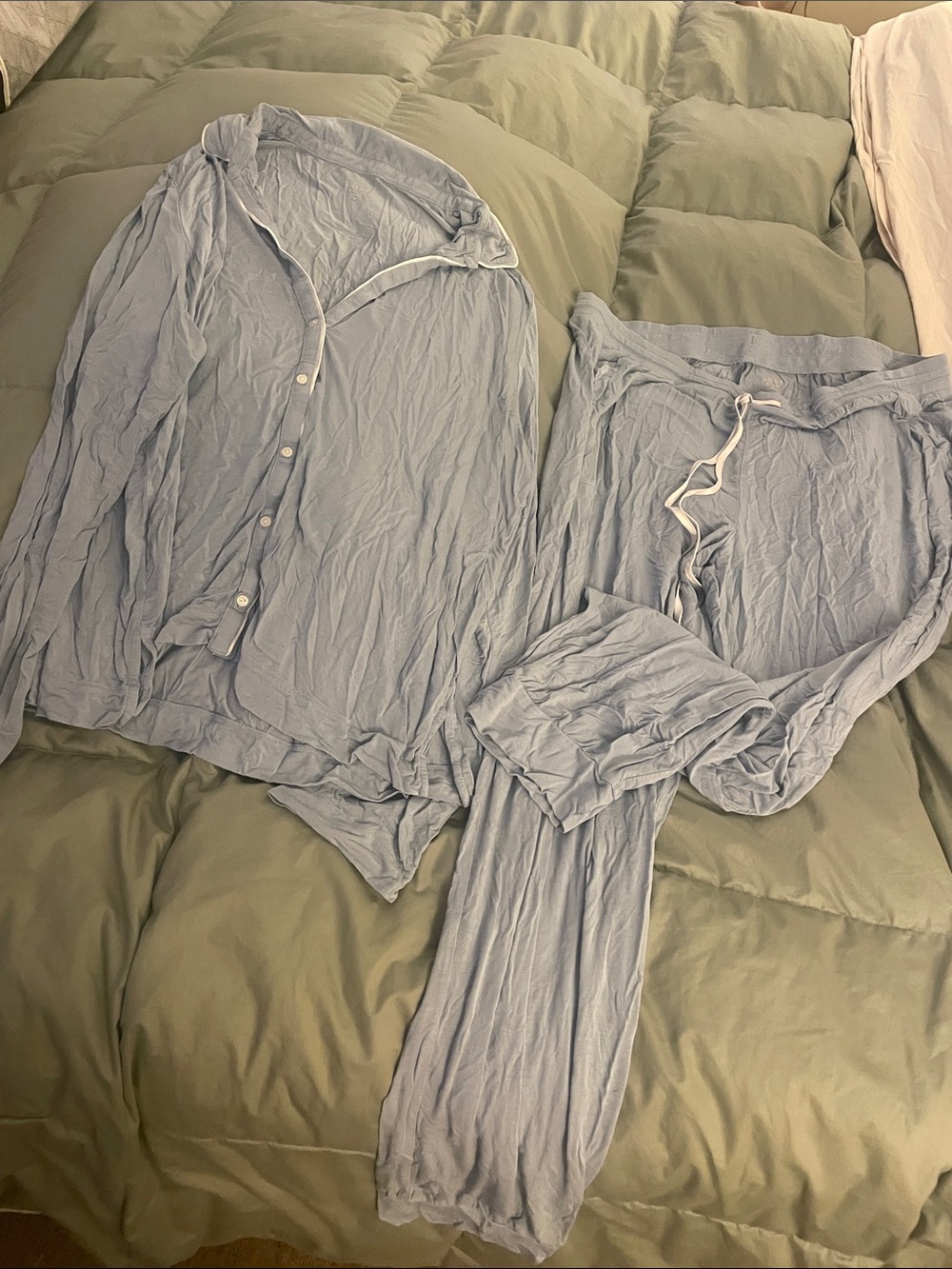 Women's Light Blue Two-Piece Button Pajama Set